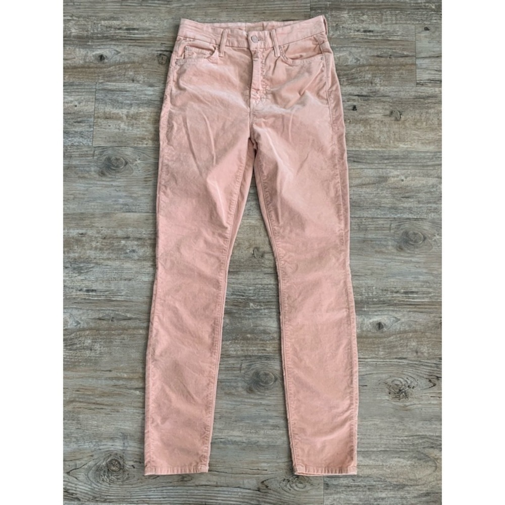 MOTHER ‘The High Waisted Looker’ Pink Velvet Pants